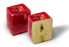 два, квадратных, яблука, красного, цвета