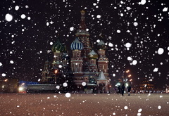 россия, снег, ночь, москва