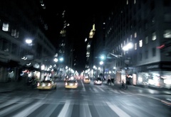 night, city, blur, lights