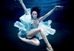 подводный, танец, девушка, вода