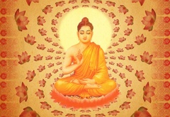 будда, лотус, фрактал, медитация, покой, добро, благо, счастье, желтый, оранжевый, медитация