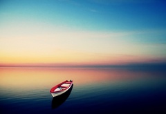 природа, лодка, закат, одиночество
