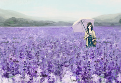девушка, цветы, зонтик