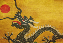 япония, флаг, дракон