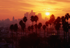 Los Angeles, Калифорния, закат, город